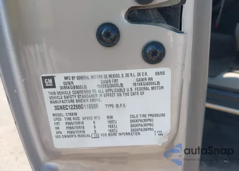 2006 Chevrolet Avalanche 1500 Ls z USA, uszkodzony, nr VIN 3GNEC12Z66G118936